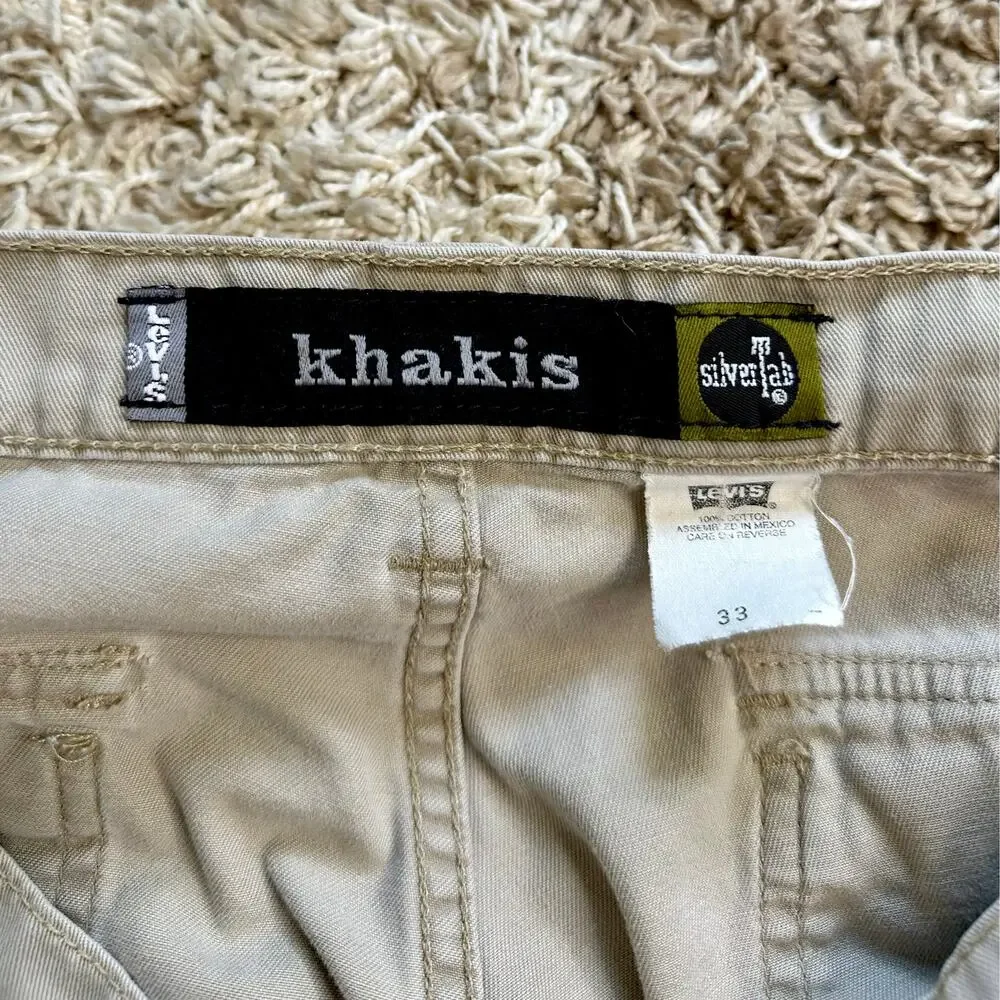 Vintage 90s Levi’s Silver Tab Beige Multi Pocket Cargo Shorts Men’s Size 33